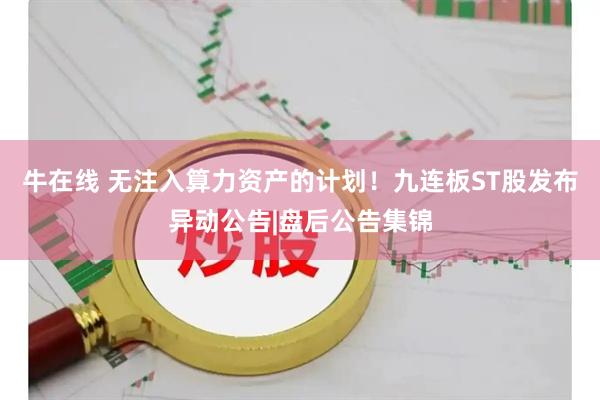 牛在线 无注入算力资产的计划!九连板ST股发布异动公告|盘后公告集锦